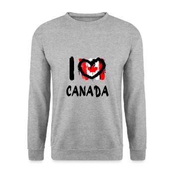 I love Canada / Ich Liebe Kanada Land Länder - Unisex Pullover - Weißgrau meliert - Vorne - Alina (178cm) & Michal (187cm)