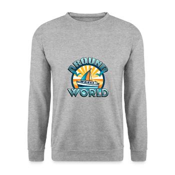 Around the World Segelschiff - Unisex Pullover - Weißgrau meliert - Vorne - Alina (178cm) & Michal (187cm)