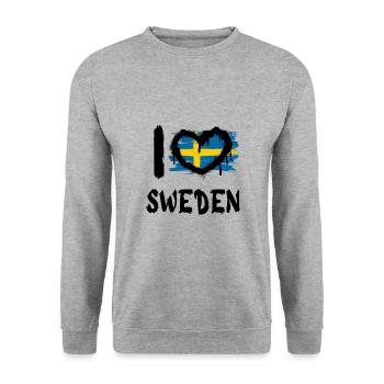 I love Sweden / Ich Liebe Schweden Land Länder - Unisex Pullover - Weißgrau meliert - Vorne - Alina (178cm) & Michal (187cm)