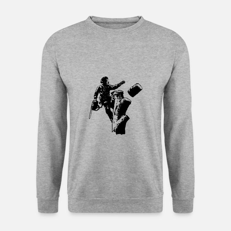 Arborist/Baumkletterer (Silhouette) - Unisex Pullover - Weißgrau meliert