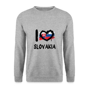 I love Slovakia / Ich Liebe Slowakei Land Länder - Unisex Pullover - Weißgrau meliert - Vorne - Alina (178cm) & Michal (187cm)