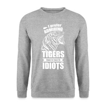 Tiger exotic cat - Unisex Sweatshirt - salt & pepper - Front - Alina (178cm) & Michal (187cm)