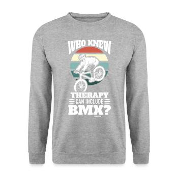 BMX Bike Freestyle Descente - Sweat-shirt Unisexe - gris chiné - Devant - Alina (178cm) & Michal (187cm)
