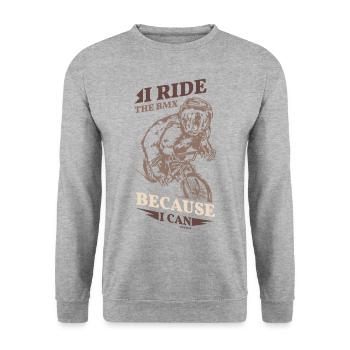 Je fais du BMX parce que je peux - Sweat-shirt Unisexe - gris chiné - Devant - Alina (178cm) & Michal (187cm)