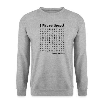 Ich habe Jesus gefunden - Unisex Pullover - Weißgrau meliert - Vorne - Alina (178cm) & Michal (187cm)