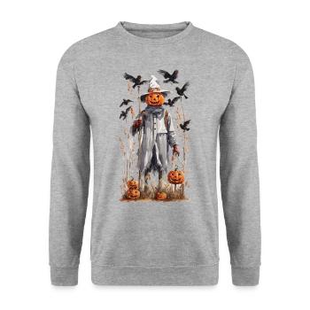 Halloween Goblincore Vogelscheuche Naturkunst - Unisex Pullover - Weißgrau meliert - Vorne - Alina (178cm) & Michal (187cm)