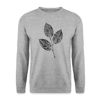 Leaves Beech Branch / Nature & Forest - BOTANICAL - Unisex Sweatshirt - salt & pepper - Front - Alina (178cm) & Michal (187cm)