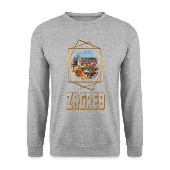 Zagreb Croatia Skyline City Home Love Gold - Unisex Sweatshirt - salt & pepper - Front - Alina (178cm) & Michal (187cm)