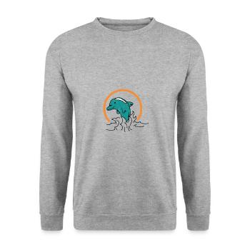 Dauphin vintage style poisson orange cadeau océan - Sweat-shirt Unisexe - gris chiné - Devant - Alina (178cm) & Michal (187cm)