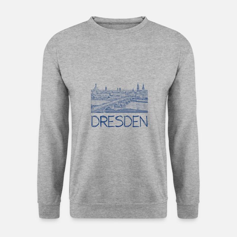 Kulizeichnung Dresden - Unisex Pullover - Weißgrau meliert