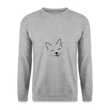 chat heureux - Sweat-shirt Unisexe - gris chiné - Devant - Alina (178cm) & Michal (187cm)