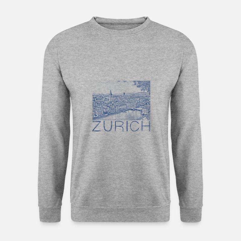 Stiftzeichnung Zürich - Unisex Pullover - Weißgrau meliert