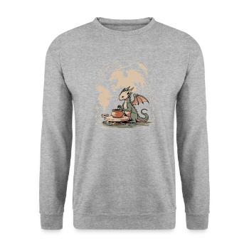 The Dragon Pottery: Mythical Studio Art Edition - Unisex Pullover - Weißgrau meliert - Vorne - Alina (178cm) & Michal (187cm)