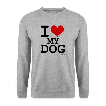 i love my dog - Unisex Sweatshirt - salt & pepper - Front - Alina (178cm) & Michal (187cm)
