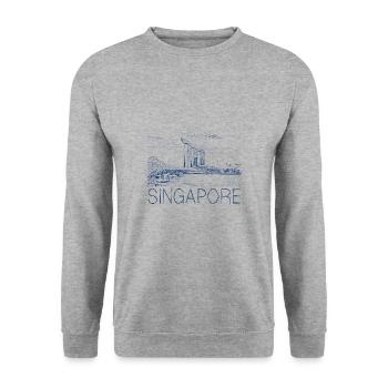 Dessin à la plume Singapour - Sweat-shirt Unisexe - gris chiné - Devant - Alina (178cm) & Michal (187cm)