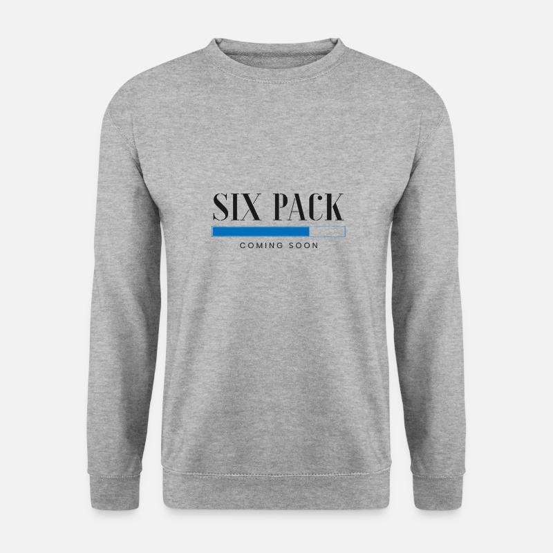 Sixpack kommt bald - Unisex Pullover - Weißgrau meliert