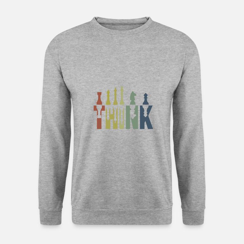 Think Schach König - Unisex Pullover - Weißgrau meliert