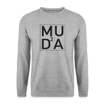 MUDA² - Witziges Muttertag-Shirt - Unisex Pullover - Weißgrau meliert - Vorne - Alina (178cm) & Michal (187cm)