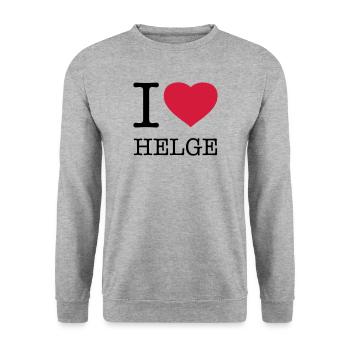 I LOVE HELGE - Unisex Pullover - Weißgrau meliert - Vorne - Alina (178cm) & Michal (187cm)