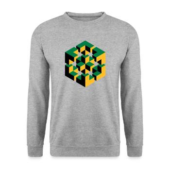 Figure impossible imagination géométrie cube Escher - Sweat-shirt Unisexe - gris chiné - Devant - Alina (178cm) & Michal (187cm)