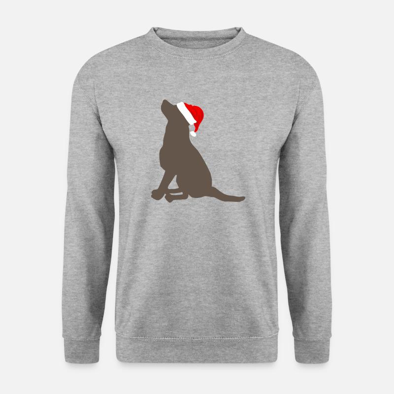 Weihnachtsmuetze Labrador brauner Retriever - Unisex Pullover - Weißgrau meliert