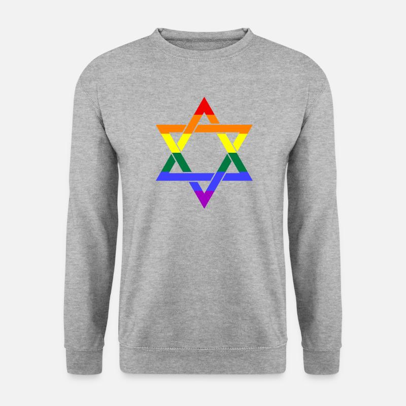 Juden Davidstern LGBTQ+ Geschenkidee - Unisex Pullover - Weißgrau meliert