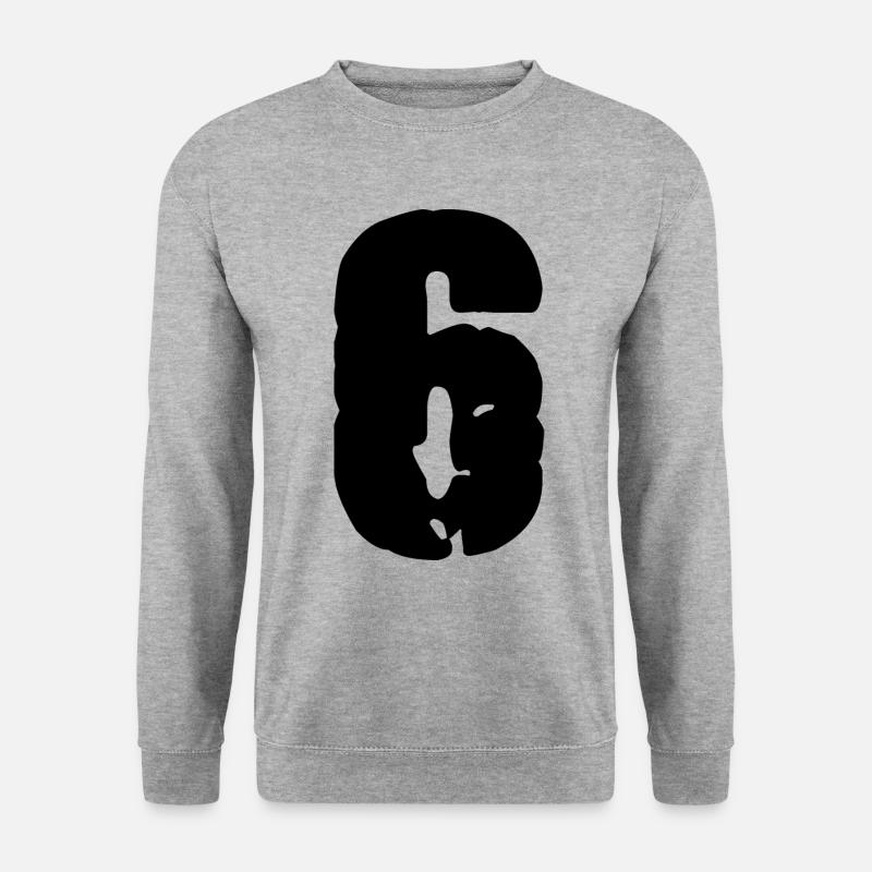 6 Zahl Trikot - Unisex Pullover - Weißgrau meliert