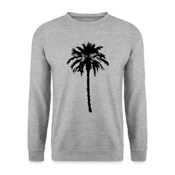 Palme Silhouette Symbol - Unisex Pullover - Weißgrau meliert - Vorne - Alina (178cm) & Michal (187cm)