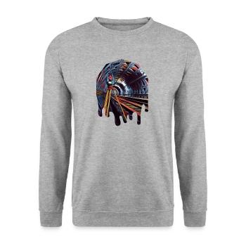 Tunnelvermesser tropfen - Unisex Pullover - Weißgrau meliert - Vorne - Alina (178cm) & Michal (187cm)