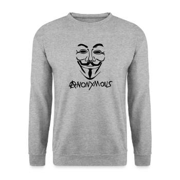 Anarchie-Logo anonymen Maske Maske - Unisex Pullover - Weißgrau meliert - Vorne - Alina (178cm) & Michal (187cm)