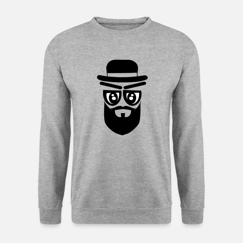 face with hat and beard - Unisex Sweatshirt - salt & pepper