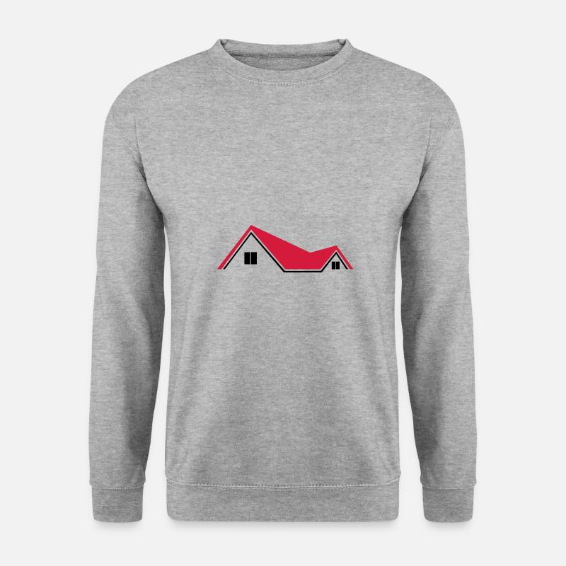 Haus - Unisex Pullover - Weißgrau meliert