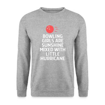 Bowlen Sprüche Bowling Bowler Kegeln Geschenk - Unisex Pullover - Weißgrau meliert - Vorne - Alina (178cm) & Michal (187cm)
