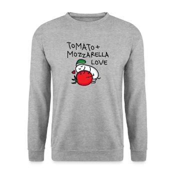 Tomate und Mozzarella Paar (b) - Unisex Pullover - Weißgrau meliert - Vorne - Alina (178cm) & Michal (187cm)