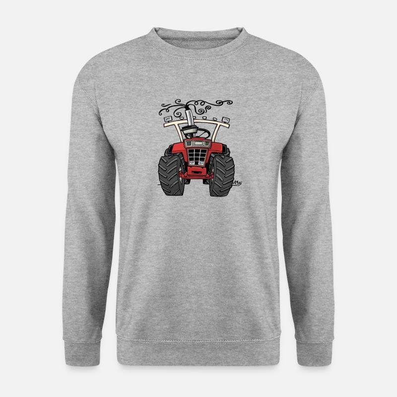 0143 roter Traktor 1255 - Unisex Pullover - Weißgrau meliert