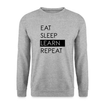 EAT SLEEP LEARN REPEAT - Studentenleben - Unisex Pullover - Weißgrau meliert - Vorne - Alina (178cm) & Michal (187cm)