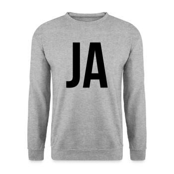 Ja - Unisex Pullover - Weißgrau meliert - Vorne - Alina (178cm) & Michal (187cm)