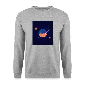Galaxy Universe Universe Astronaut Earth Gift - Unisex Sweatshirt - salt & pepper - Front - Alina (178cm) & Michal (187cm)