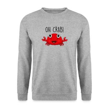 Krabbe und Meer - Unisex Pullover - Weißgrau meliert - Vorne - Alina (178cm) & Michal (187cm)