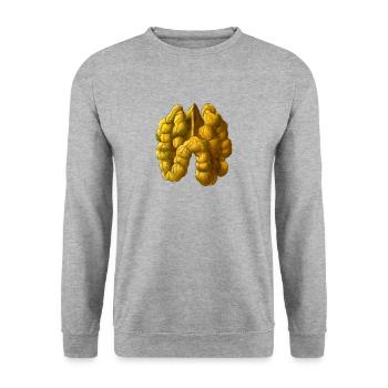 Walnuss - Unisex Pullover - Weißgrau meliert - Vorne - Alina (178cm) & Michal (187cm)