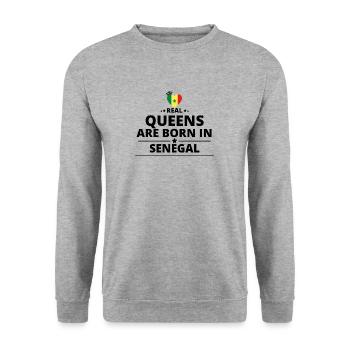 GIFT QUEENS LOVE FROM SENEGAL - Unisex Sweatshirt - salt & pepper - Front - Alina (178cm) & Michal (187cm)