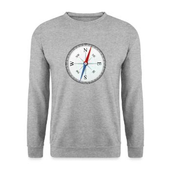 Kompass - Unisex Pullover - Weißgrau meliert - Vorne - Alina (178cm) & Michal (187cm)