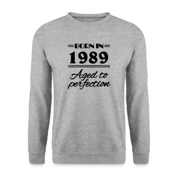 Born in 1989 Aged to perfection - Unisex Pullover - Weißgrau meliert - Vorne - Alina (178cm) & Michal (187cm)