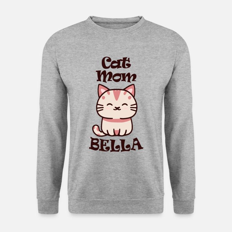 Bella Nom Prénom avec chat - Sweat-shirt Unisexe - gris chiné