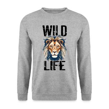 Lion Wild Life Lion Head Predator Colorful Art - Unisex Sweatshirt - salt & pepper - Front - Alina (178cm) & Michal (187cm)