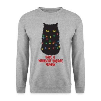 Avoir un Medicre Holiday Human Cat Lover Noël - Sweat-shirt Unisexe - gris chiné - Devant - Alina (178cm) & Michal (187cm)