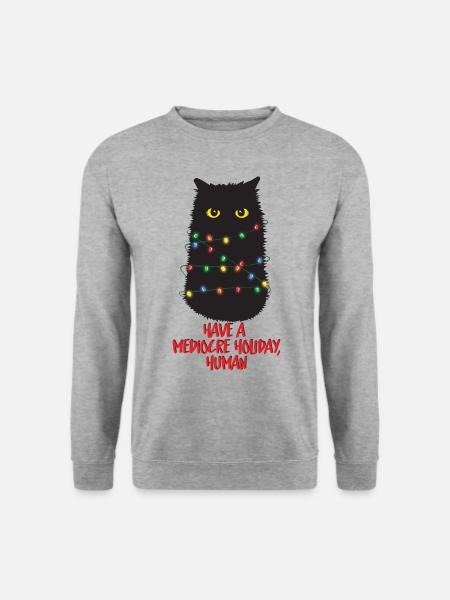 Haben Sie einen Medicre Holiday Human Cat Lover Weihnachten - Unisex Pullover - Weißgrau meliert
