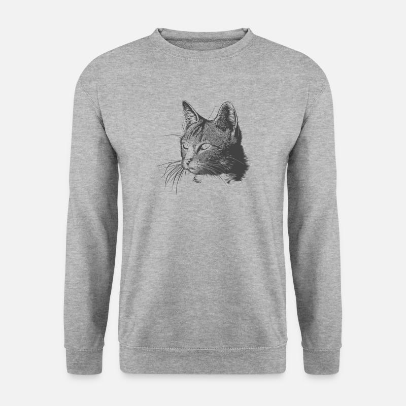 Katze - Unisex Pullover - Weißgrau meliert