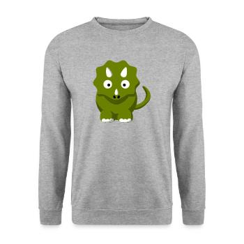dessin animé Dinosaur Triceratops - Sweat-shirt Unisexe - gris chiné - Devant - Alina (178cm) & Michal (187cm)
