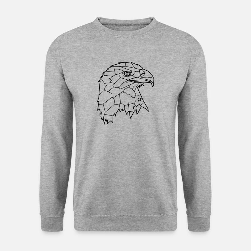 Adler Line Art - Unisex Pullover - Weißgrau meliert
